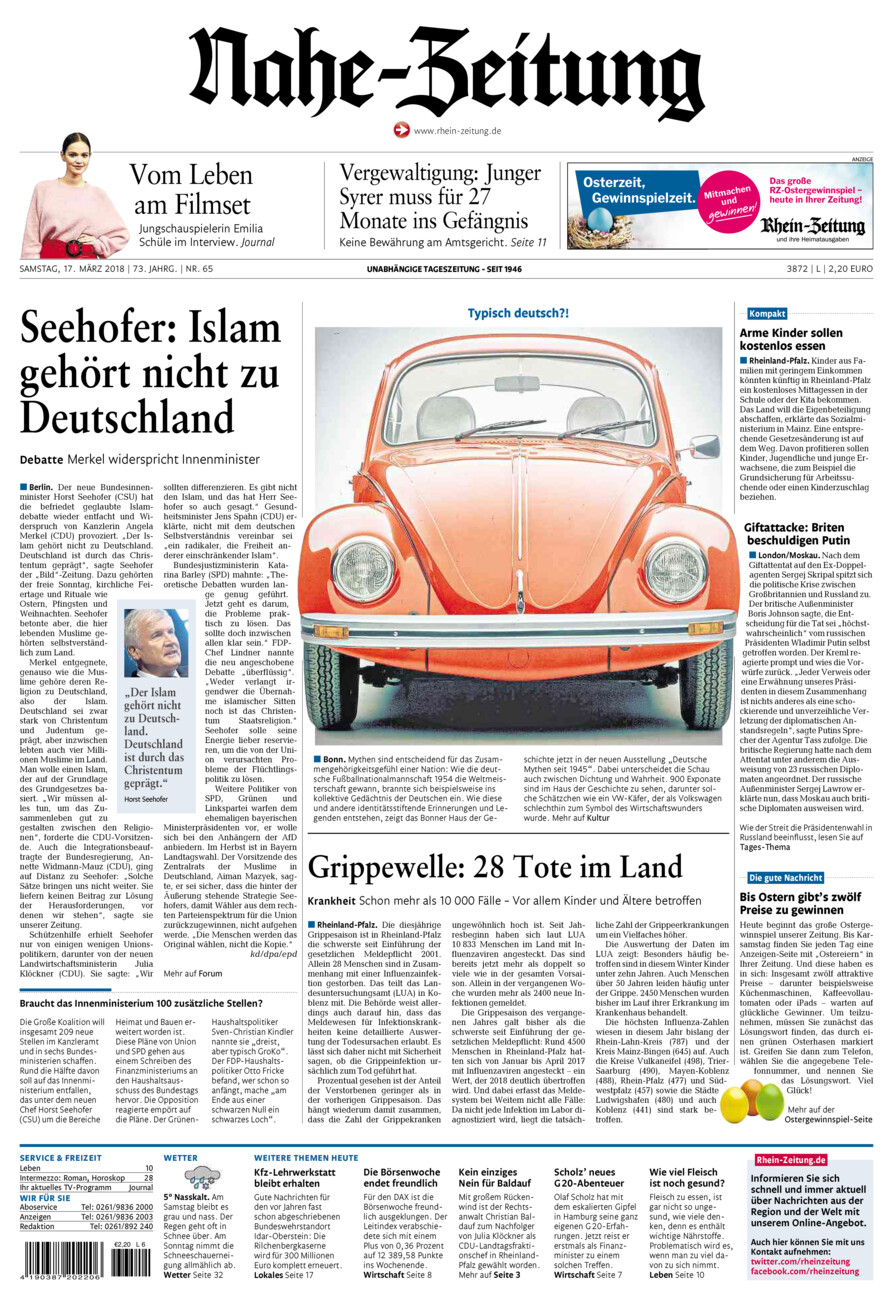 Nahe-Zeitung vom Samstag, 17.03.2018