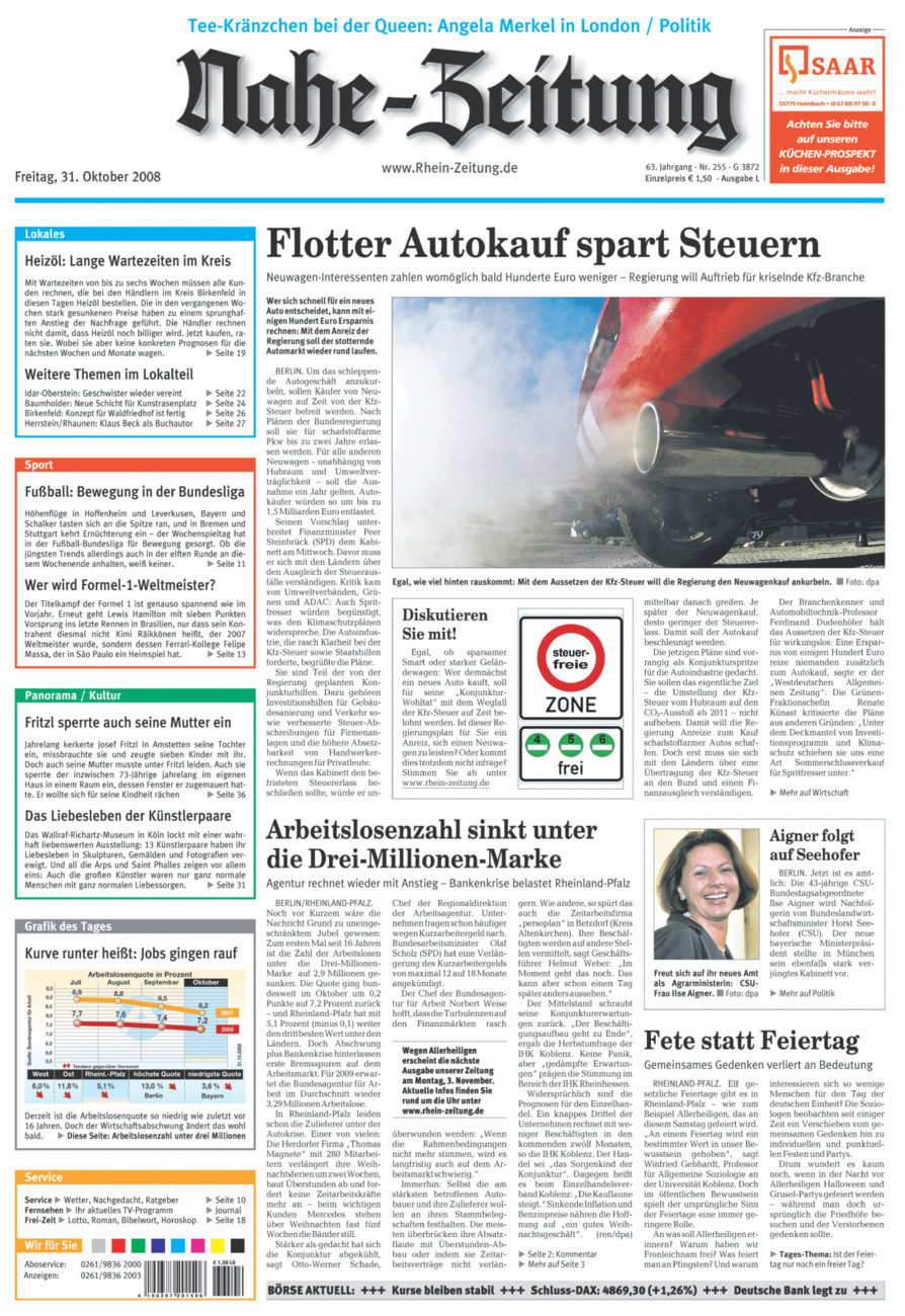 Nahe-Zeitung vom Freitag, 31.10.2008