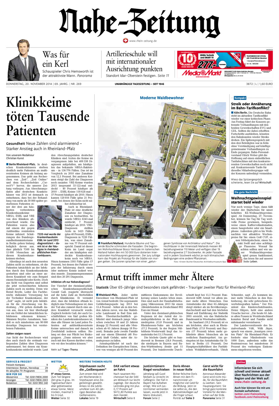Nahe-Zeitung vom Donnerstag, 20.11.2014