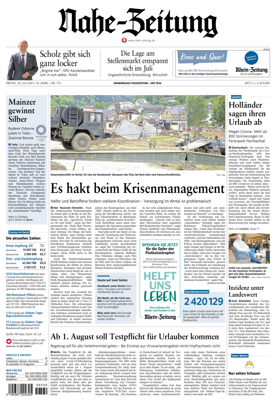 Nahe-Zeitung vom Freitag, 30.07.2021
