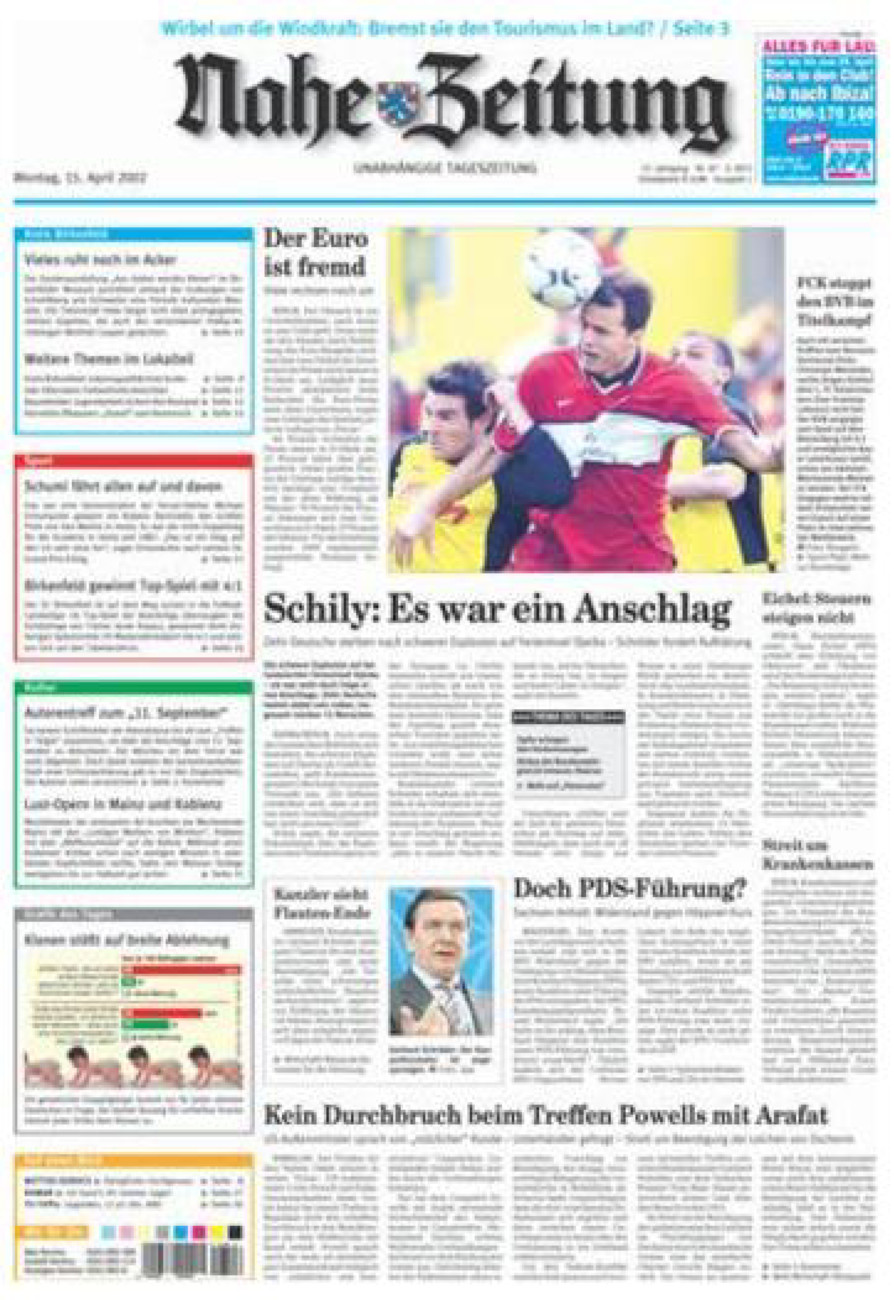 Nahe-Zeitung vom Montag, 15.04.2002
