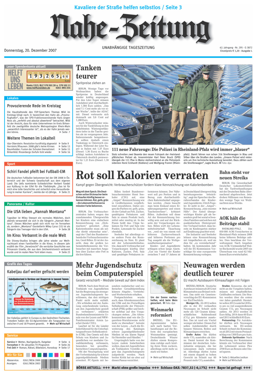 Nahe-Zeitung vom Donnerstag, 20.12.2007