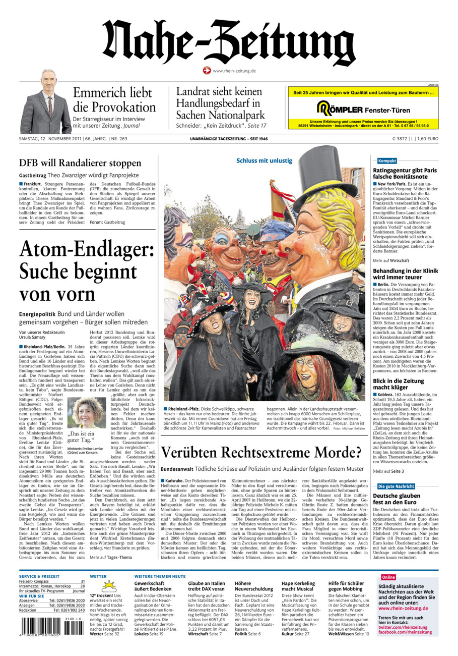 Nahe-Zeitung vom Samstag, 12.11.2011