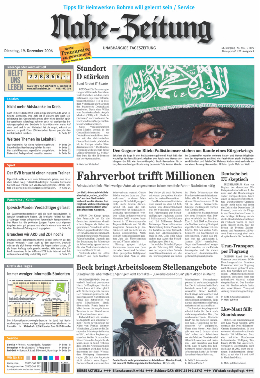 Nahe-Zeitung vom Dienstag, 19.12.2006