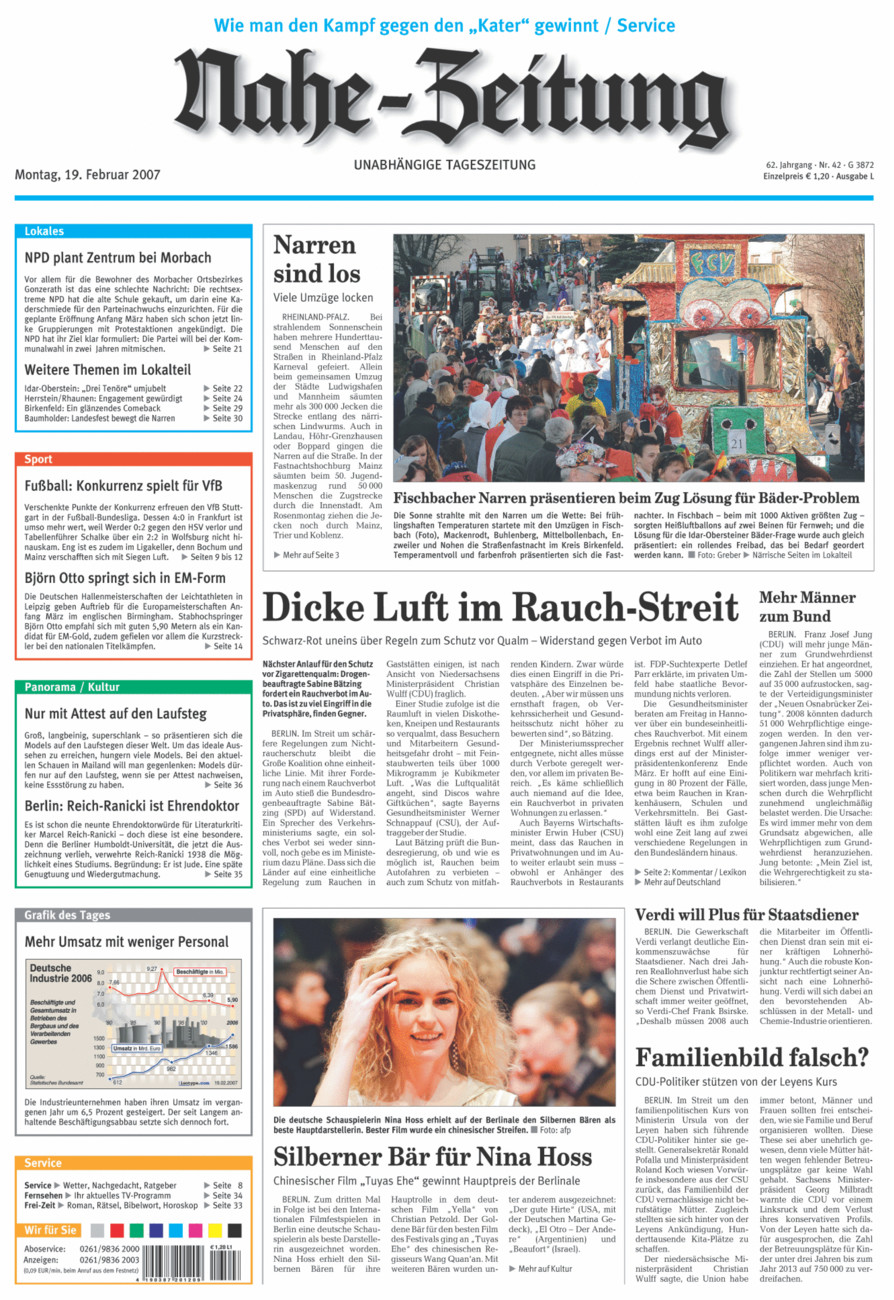 Nahe-Zeitung vom Montag, 19.02.2007