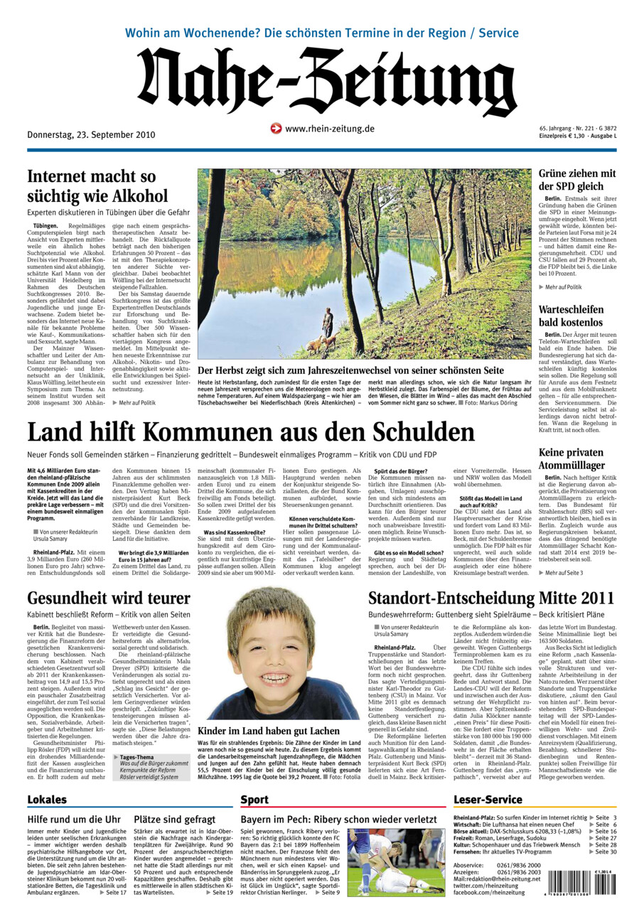 Nahe-Zeitung vom Donnerstag, 23.09.2010