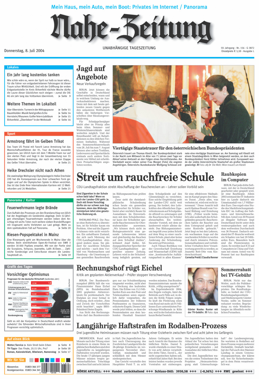 Nahe-Zeitung vom Donnerstag, 08.07.2004