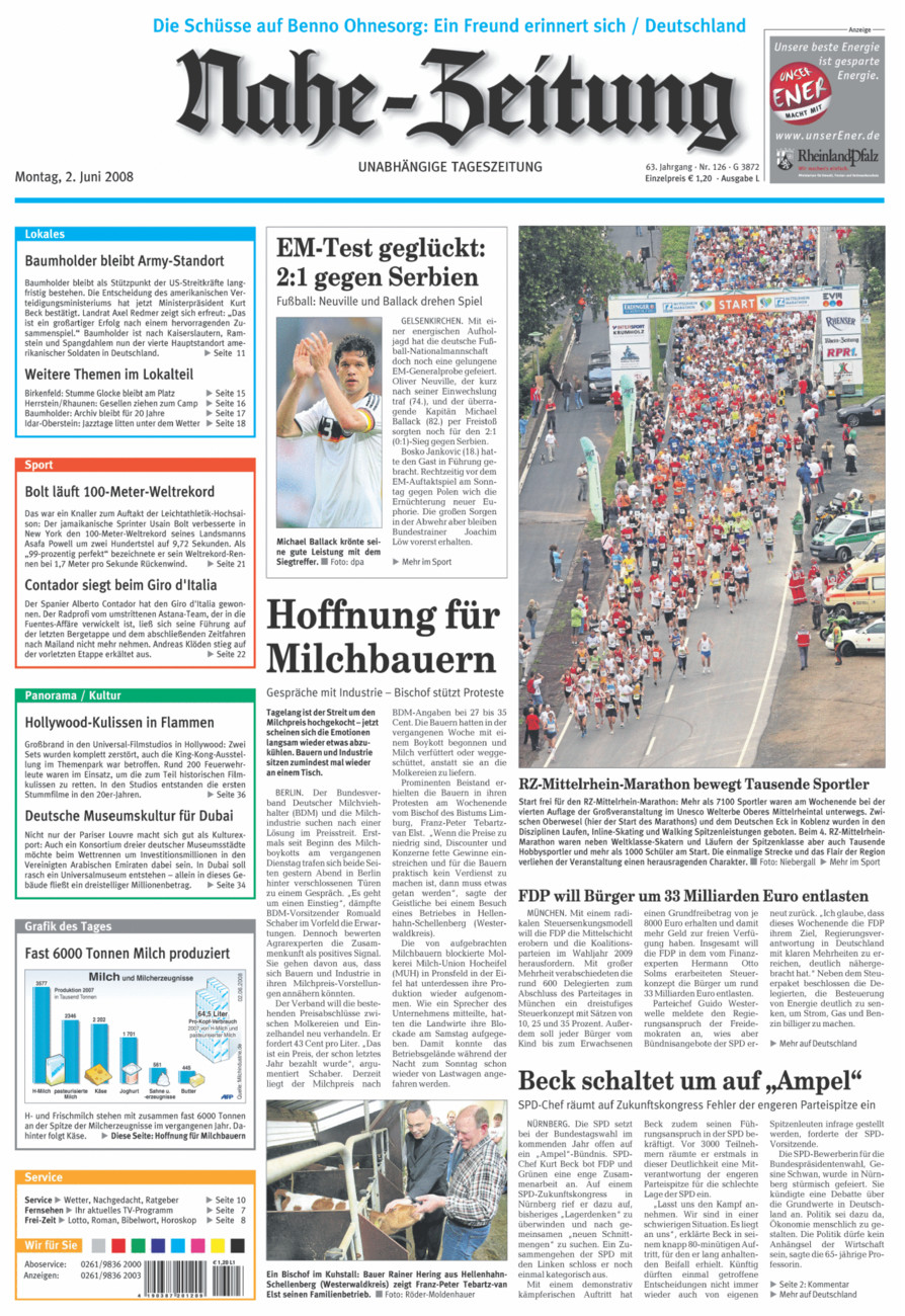 Nahe-Zeitung vom Montag, 02.06.2008