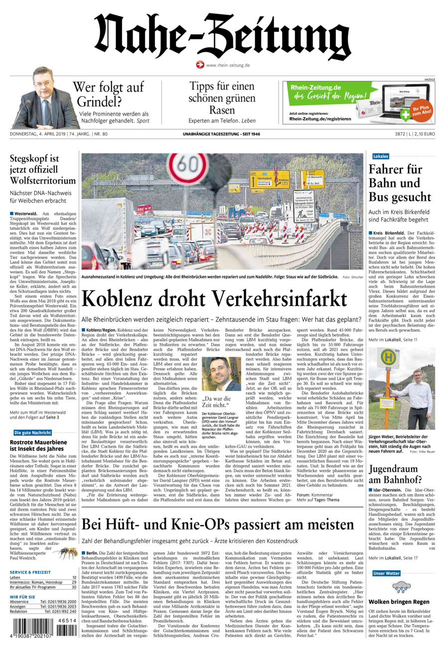 Nahe-Zeitung vom Donnerstag, 04.04.2019