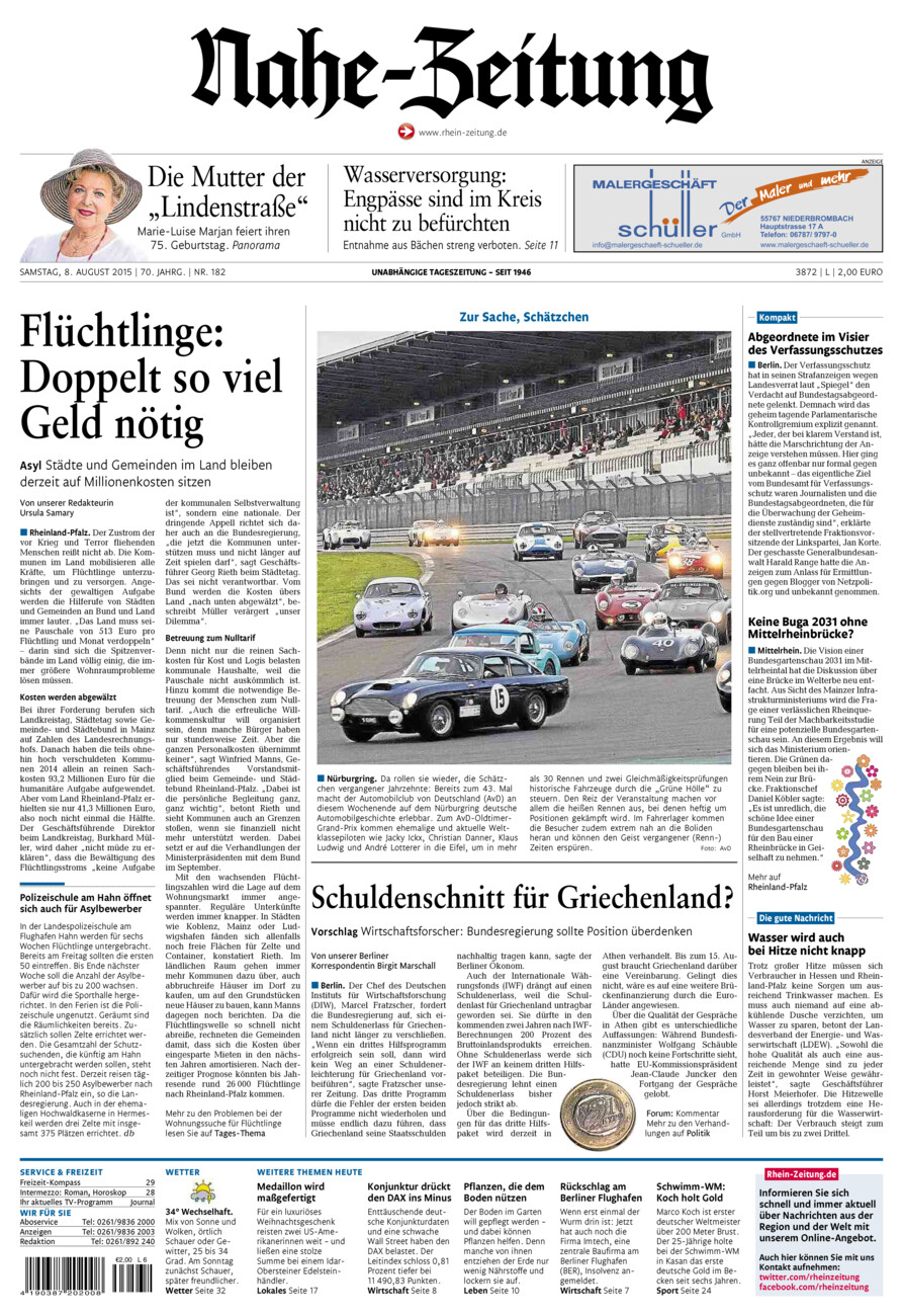 Nahe-Zeitung vom Samstag, 08.08.2015