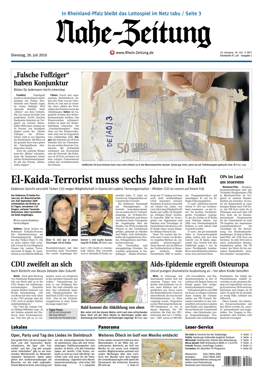 Nahe-Zeitung vom Dienstag, 20.07.2010
