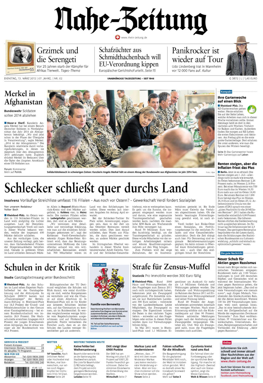 Nahe-Zeitung vom Dienstag, 13.03.2012