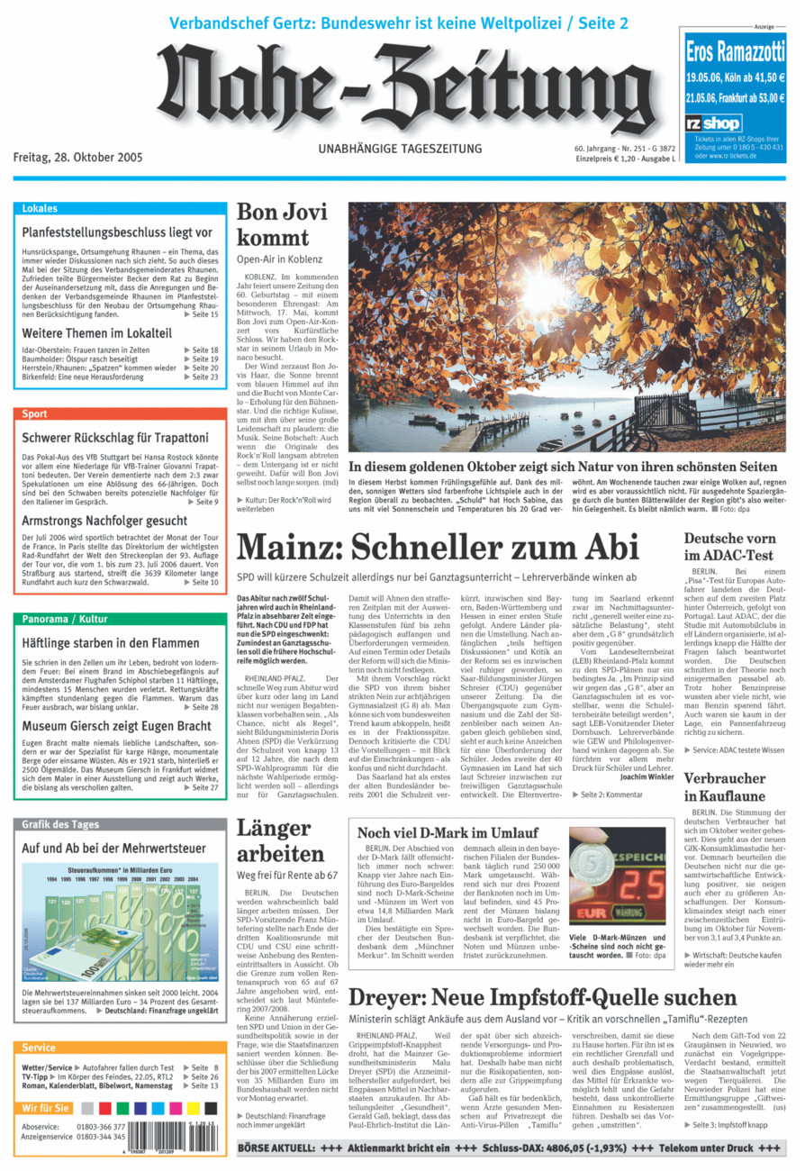 Nahe-Zeitung vom Freitag, 28.10.2005