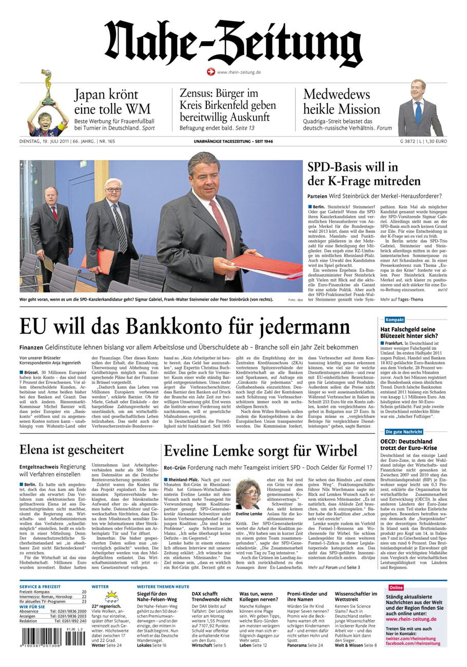 Nahe-Zeitung vom Dienstag, 19.07.2011