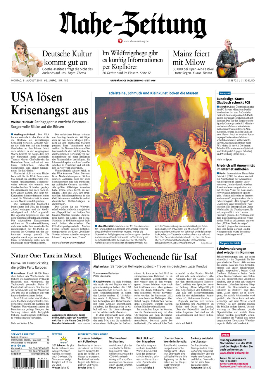 Nahe-Zeitung vom Montag, 08.08.2011