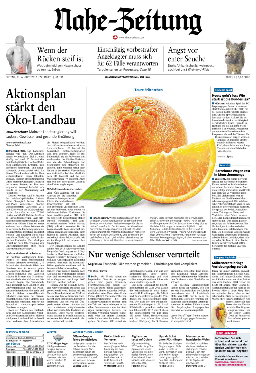 Nahe-Zeitung vom Freitag, 18.08.2017