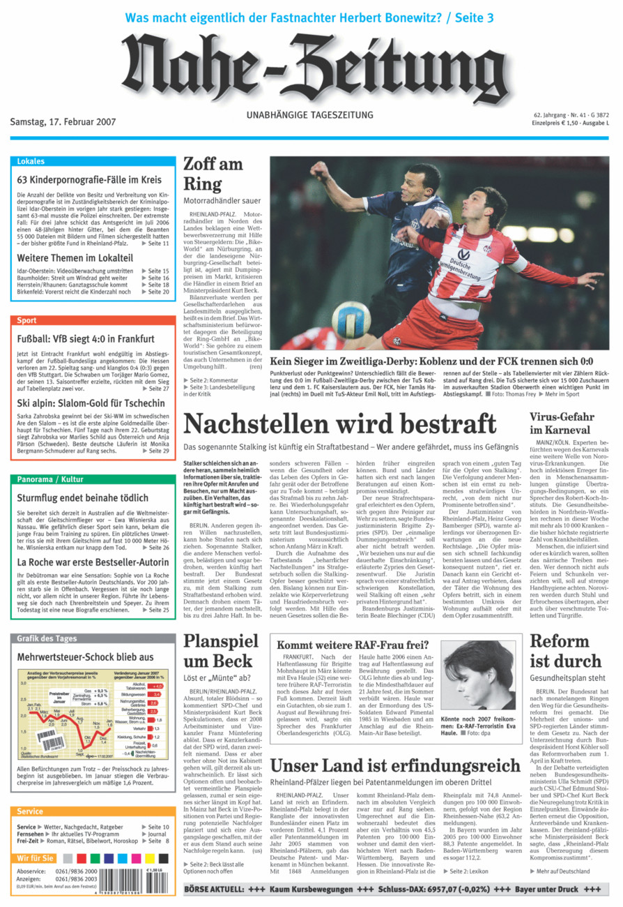 Nahe-Zeitung vom Samstag, 17.02.2007