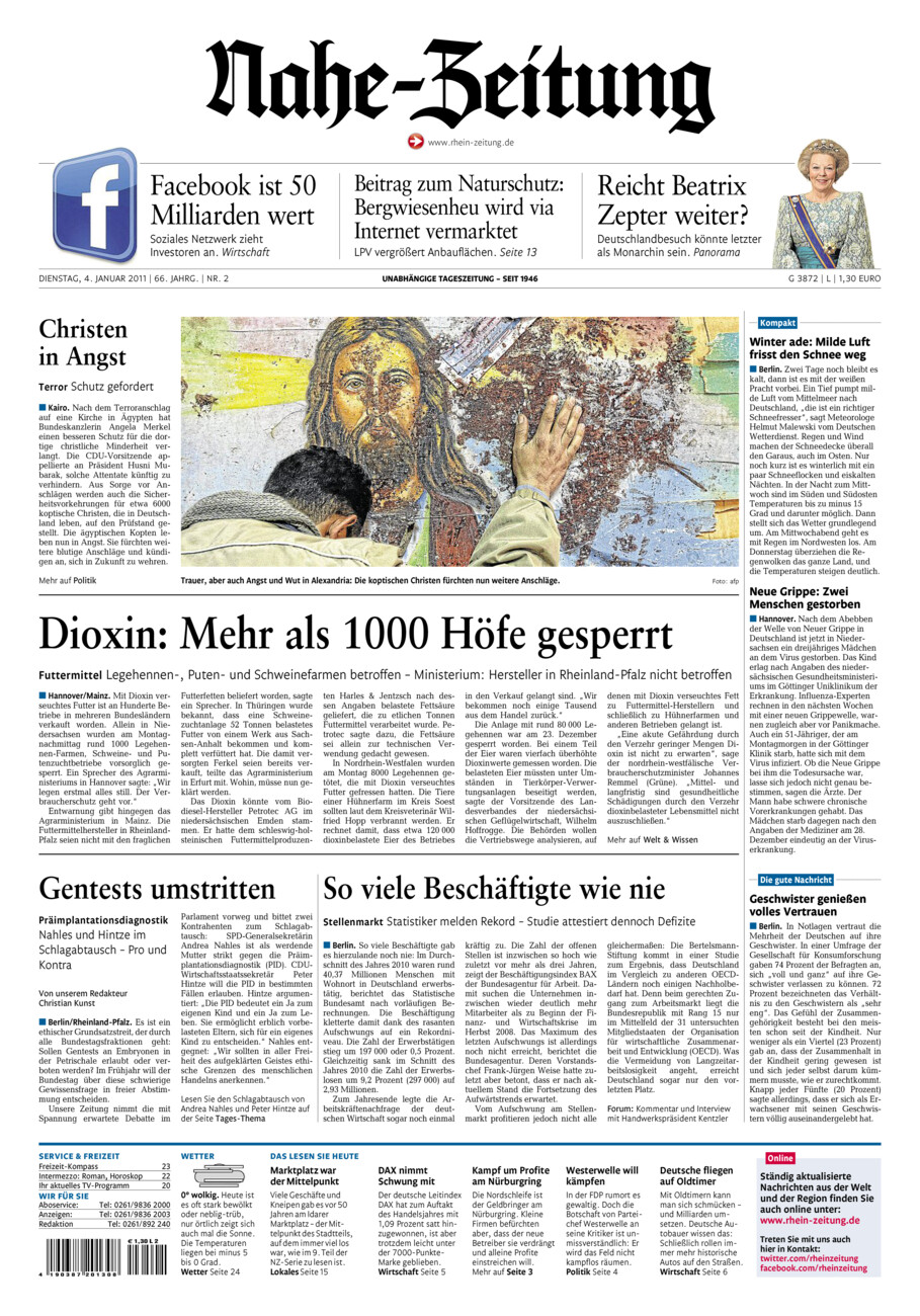 Nahe-Zeitung vom Dienstag, 04.01.2011