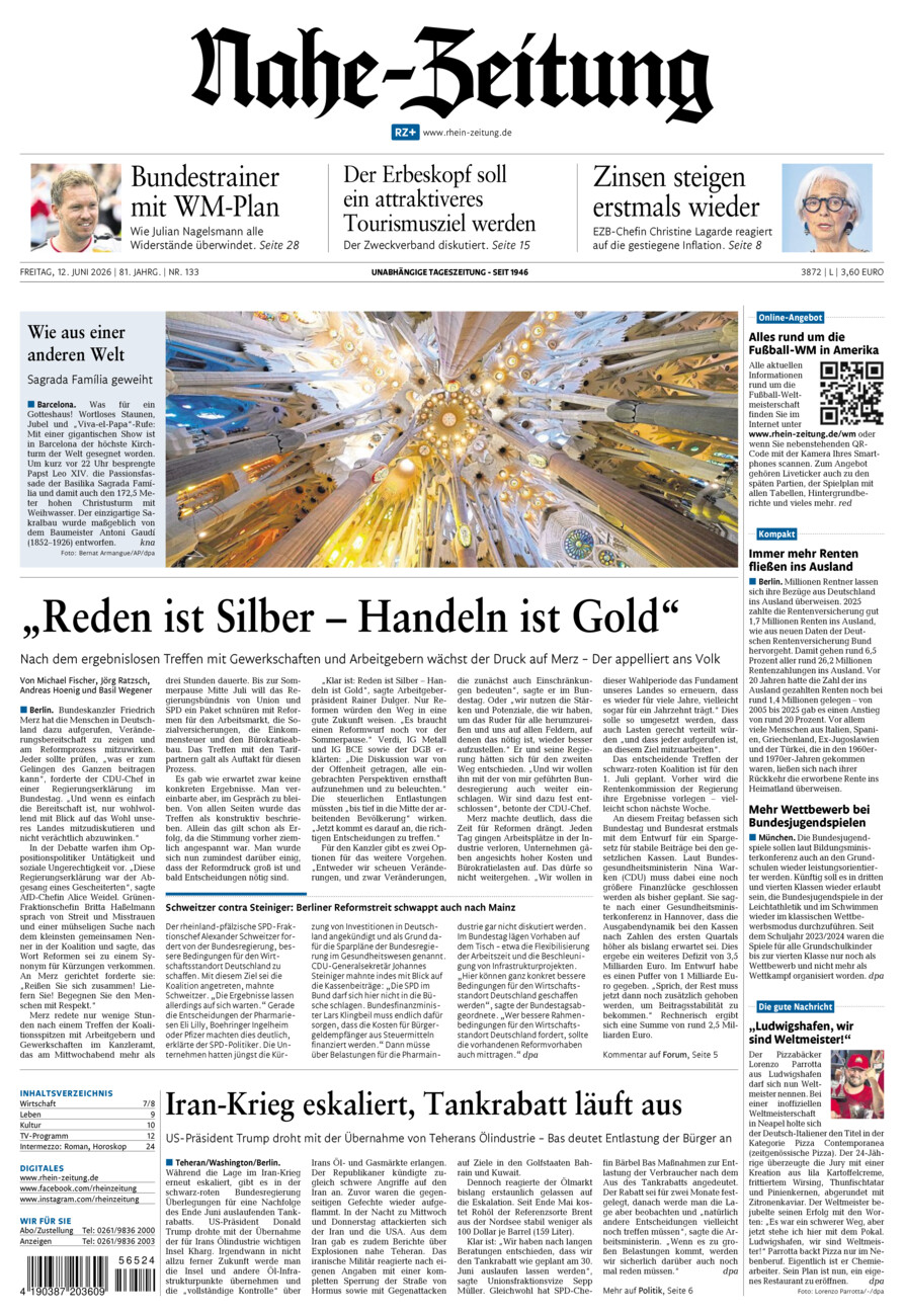 Nahe-Zeitung vom Freitag, 12.06.2026