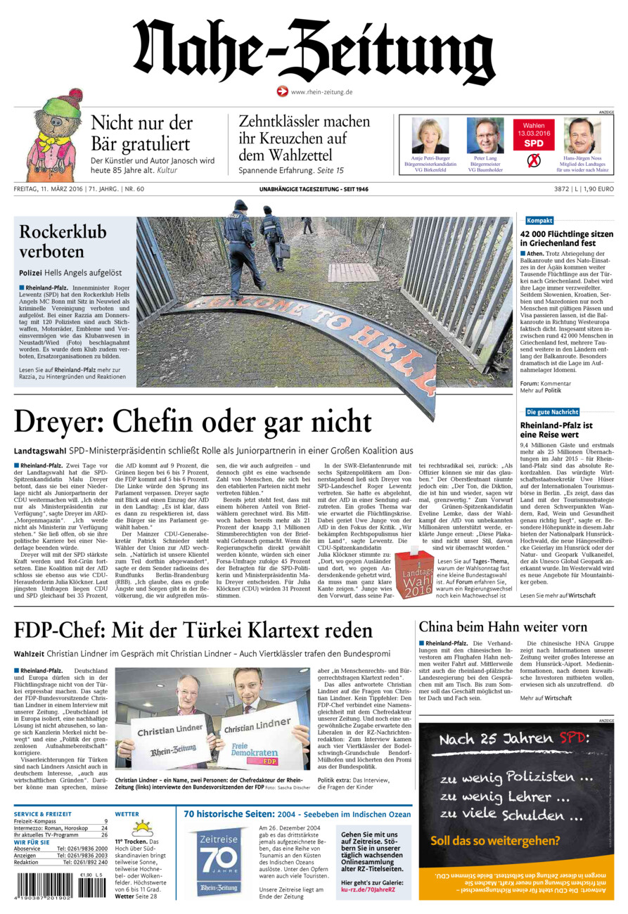 Nahe-Zeitung vom Freitag, 11.03.2016