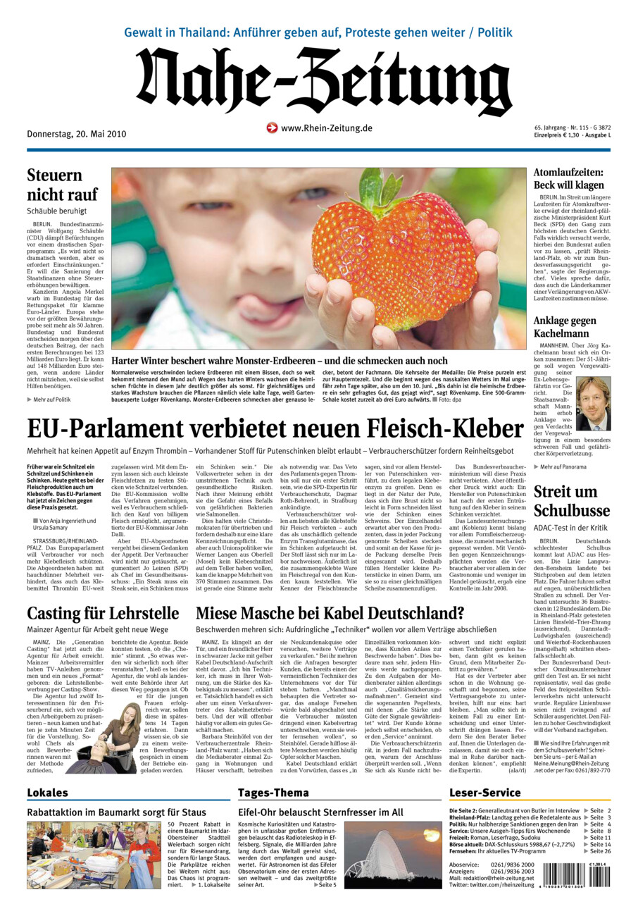 Nahe-Zeitung vom Donnerstag, 20.05.2010