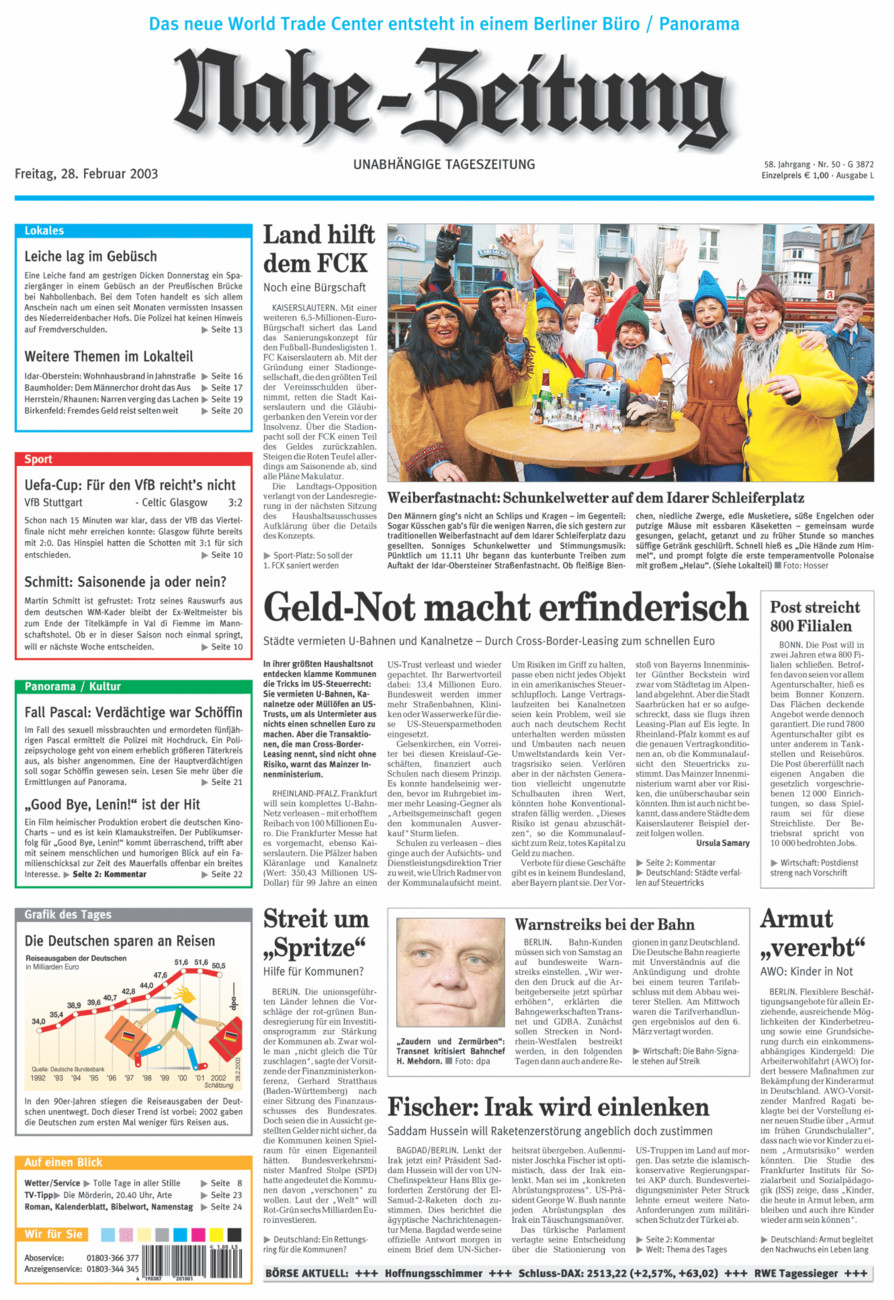 Nahe-Zeitung vom Freitag, 28.02.2003