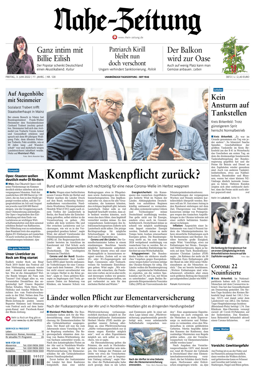 Nahe-Zeitung vom Freitag, 03.06.2022