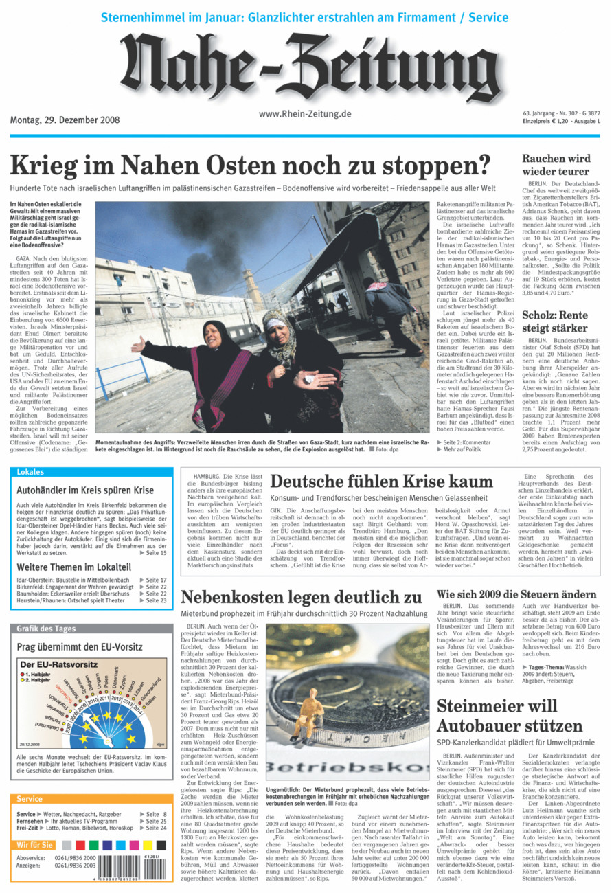 Nahe-Zeitung vom Montag, 29.12.2008