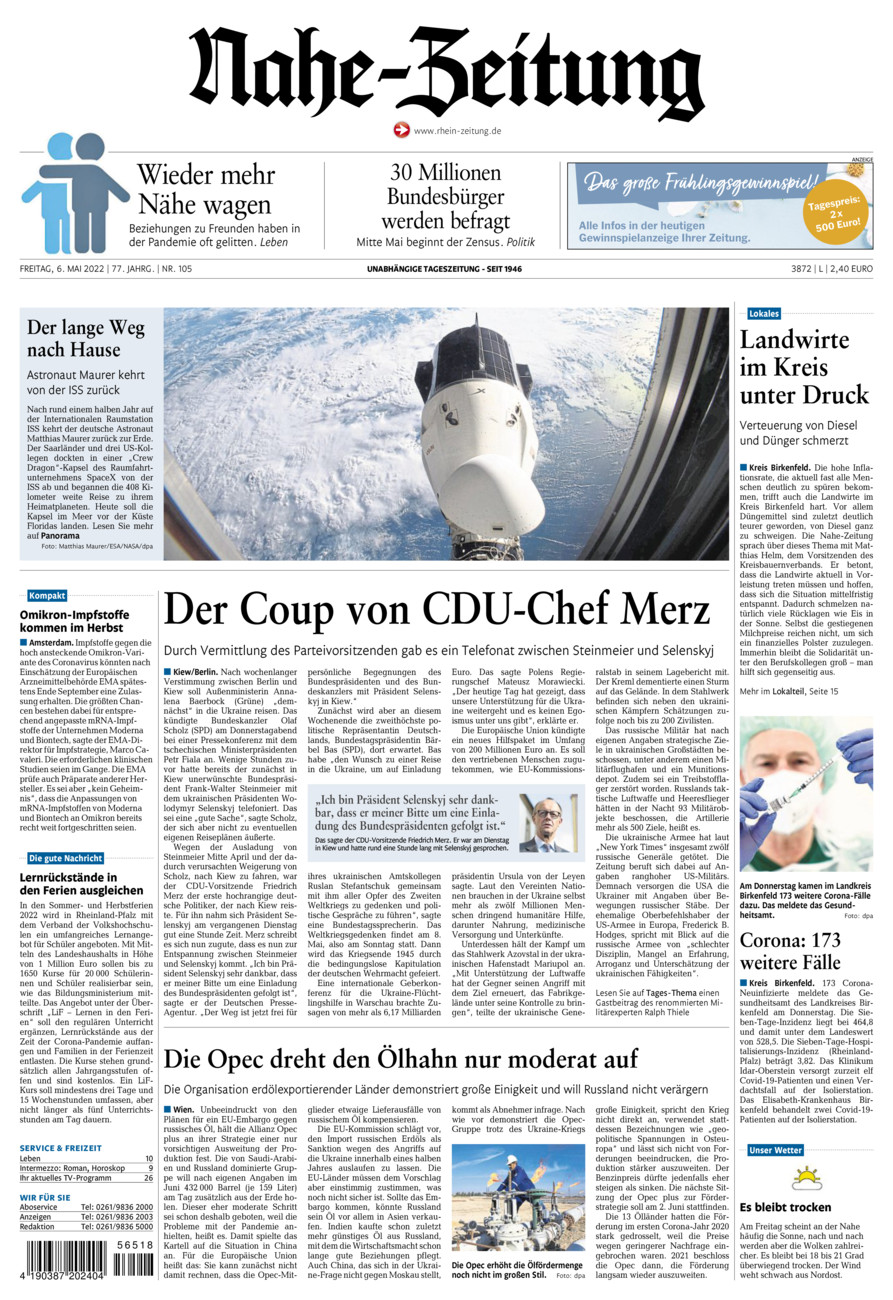 Nahe-Zeitung vom Freitag, 06.05.2022