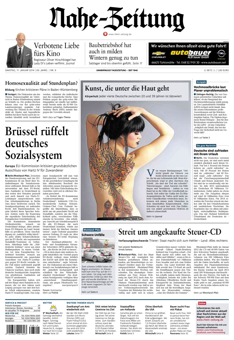 Nahe-Zeitung vom Samstag, 11.01.2014