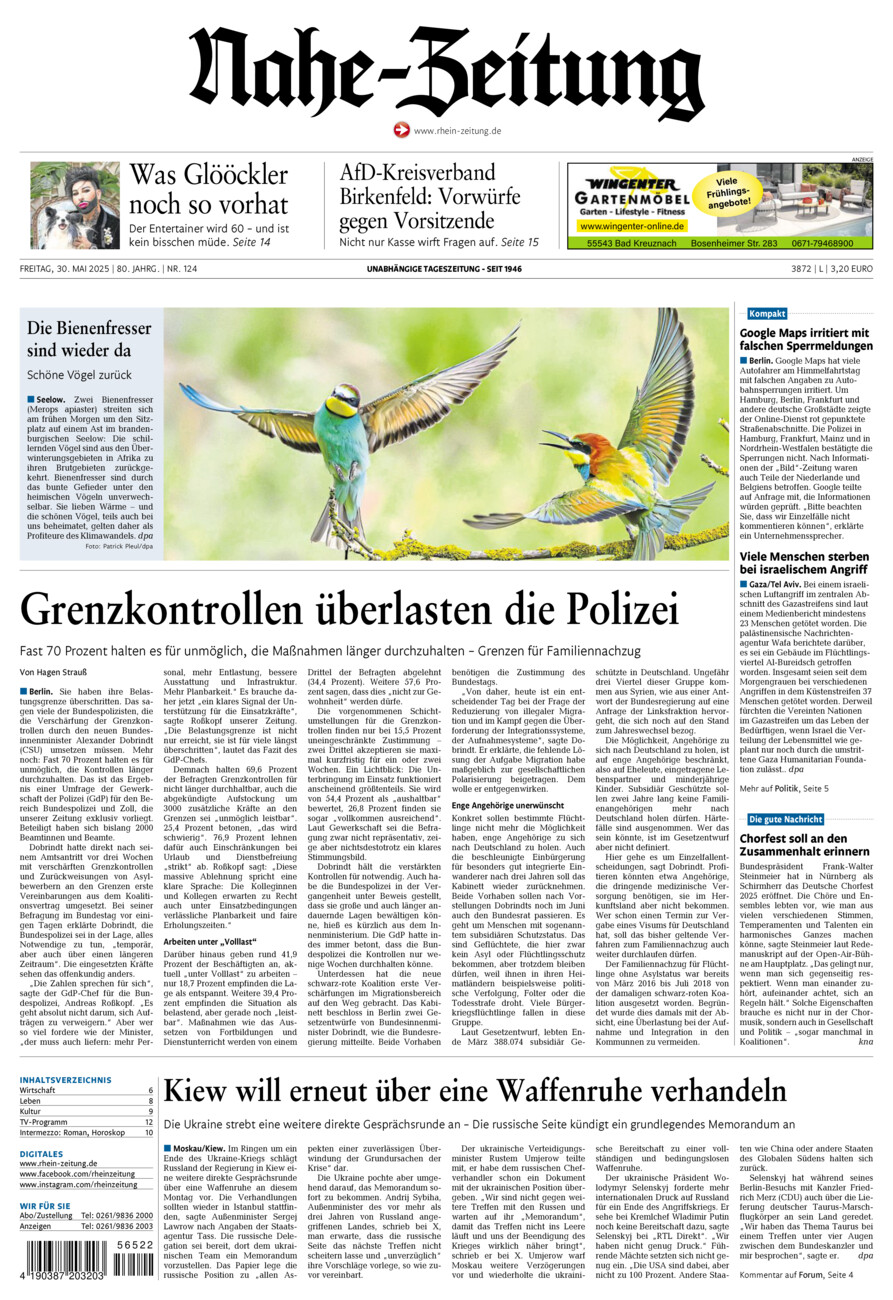 Nahe-Zeitung vom Freitag, 30.05.2025