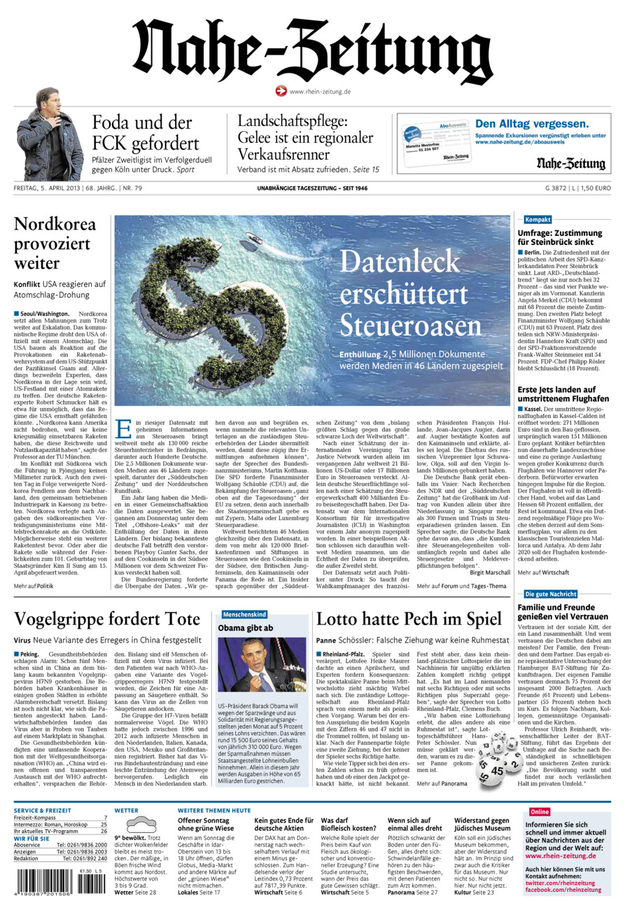 Nahe-Zeitung vom Freitag, 05.04.2013