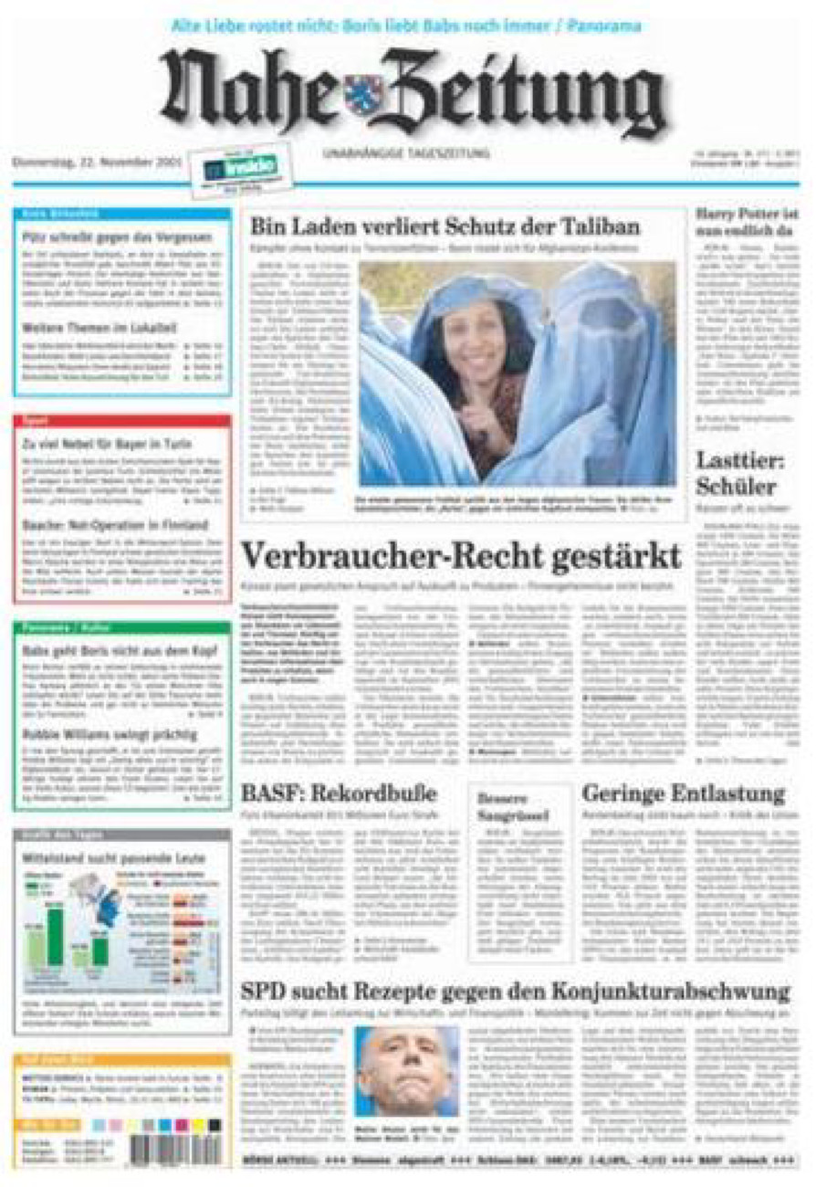 Nahe-Zeitung vom Donnerstag, 22.11.2001