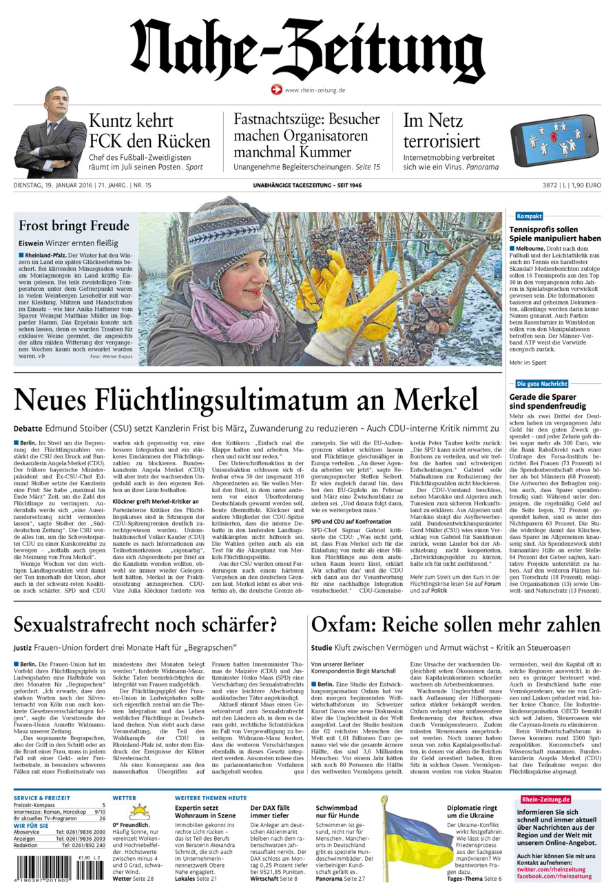 Nahe-Zeitung vom Dienstag, 19.01.2016