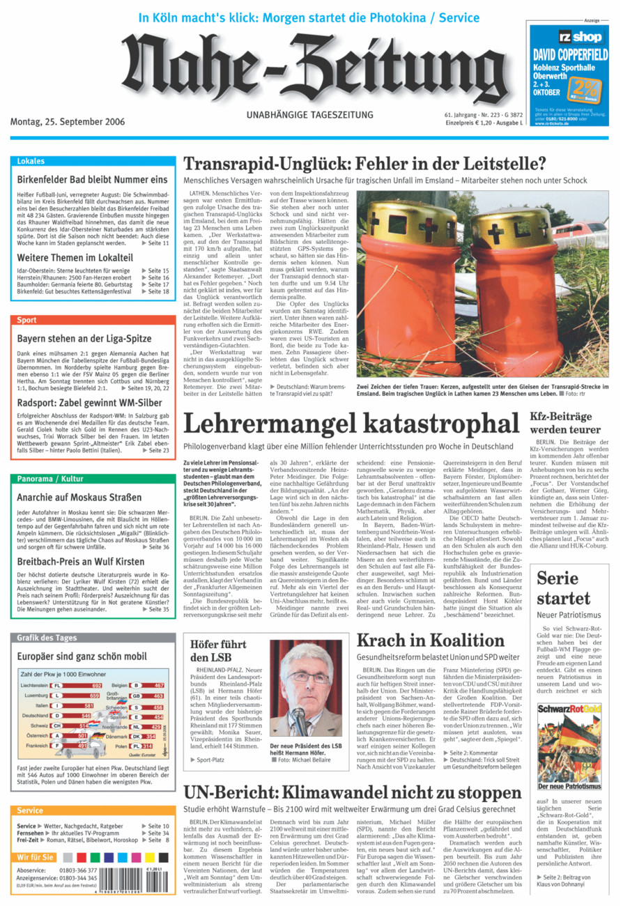 Nahe-Zeitung vom Montag, 25.09.2006