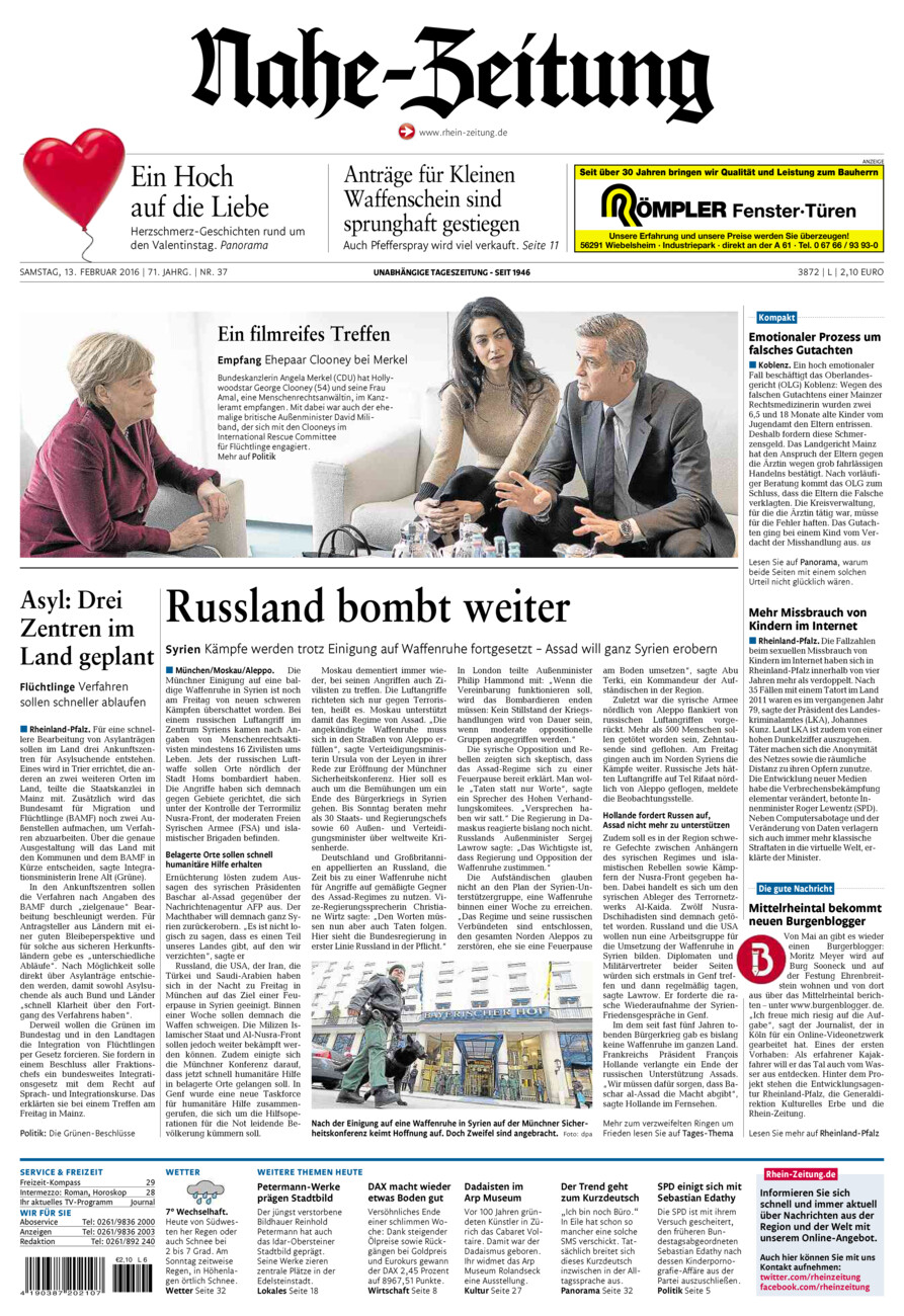 Nahe-Zeitung vom Samstag, 13.02.2016