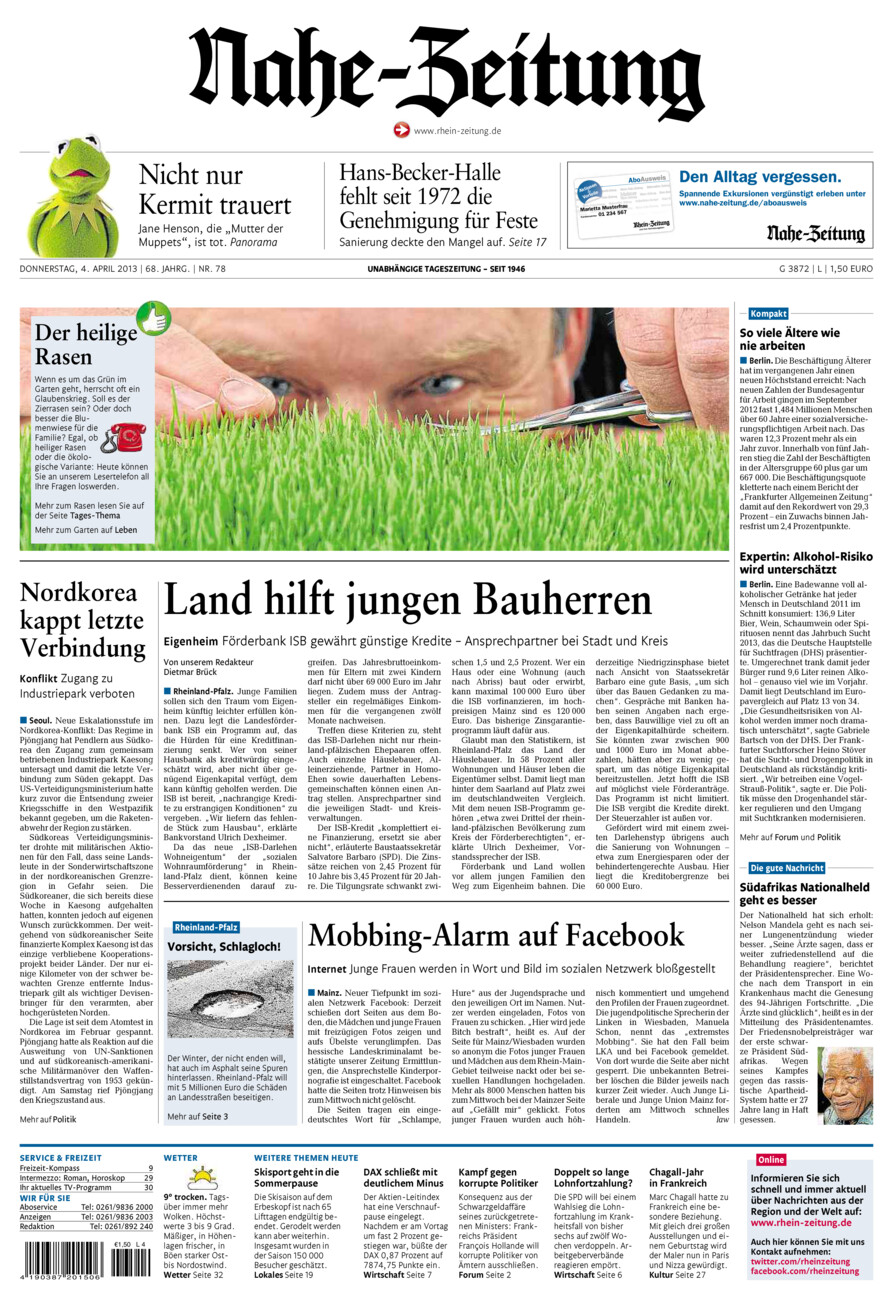 Nahe-Zeitung vom Donnerstag, 04.04.2013