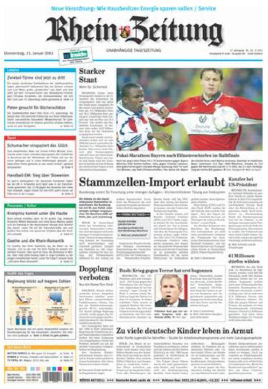 Rhein-Zeitung Koblenz & Region vom Donnerstag, 31.01.2002
