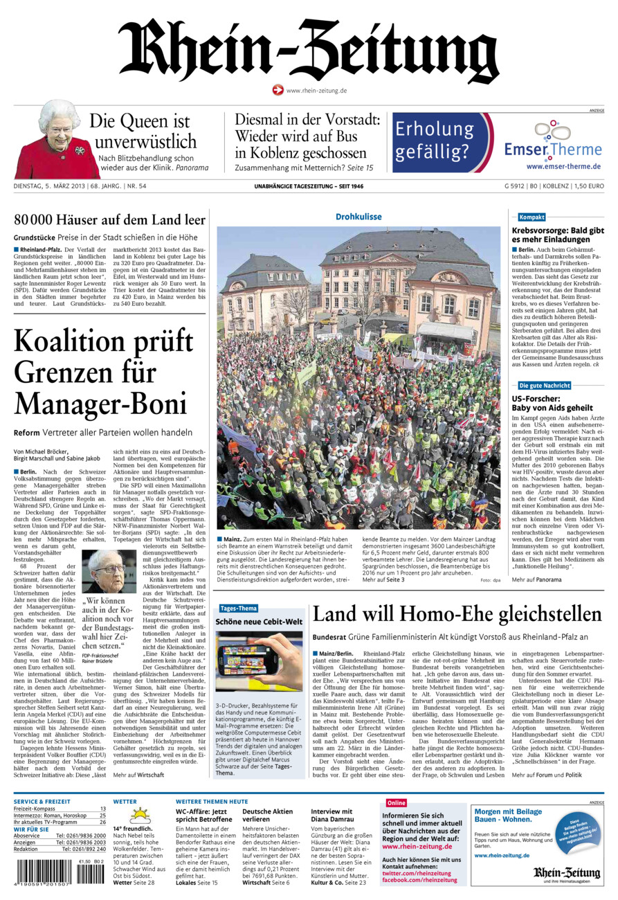 Rhein-Zeitung Koblenz & Region vom Dienstag, 05.03.2013