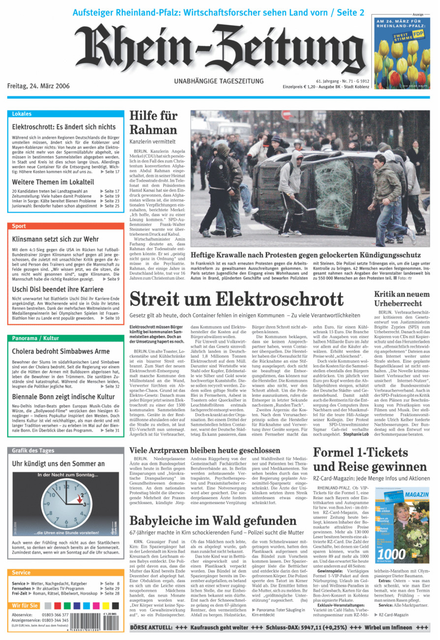 Rhein-Zeitung Koblenz & Region vom Freitag, 24.03.2006