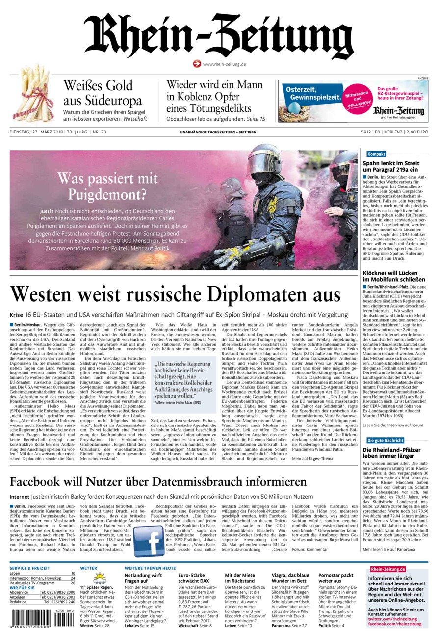 Rhein-Zeitung Koblenz & Region vom Dienstag, 27.03.2018