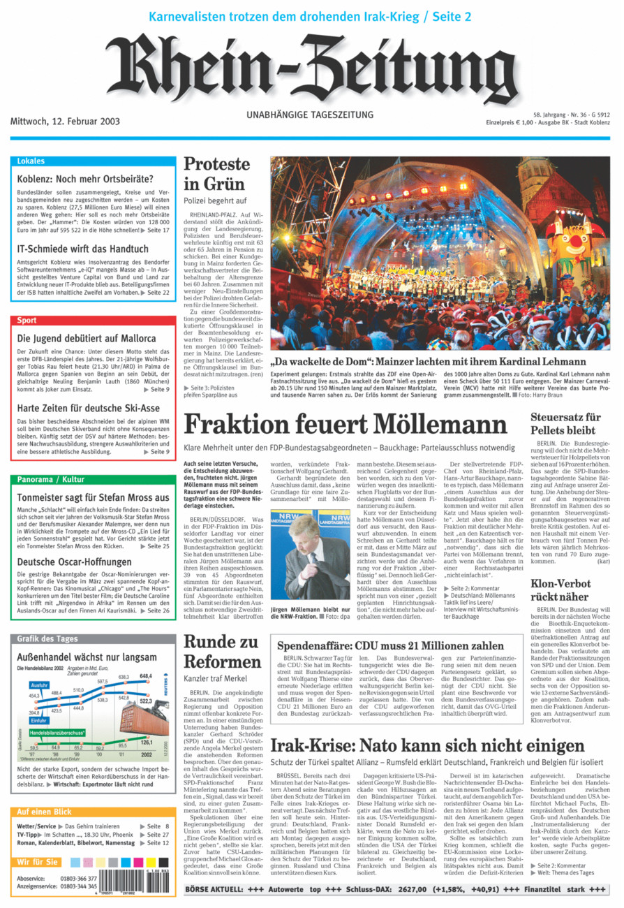 Rhein-Zeitung Koblenz & Region vom Mittwoch, 12.02.2003
