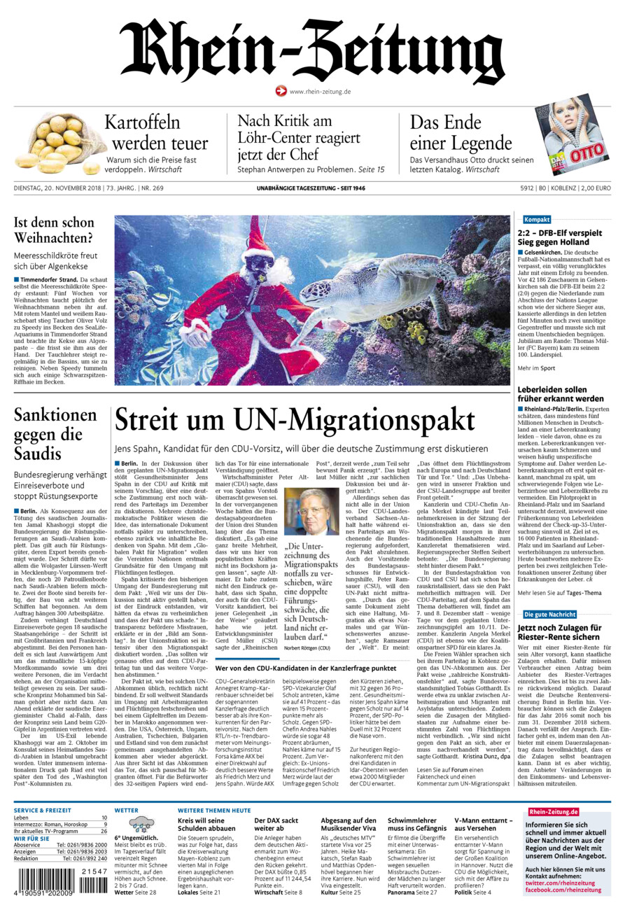 Rhein-Zeitung Koblenz & Region vom Dienstag, 20.11.2018