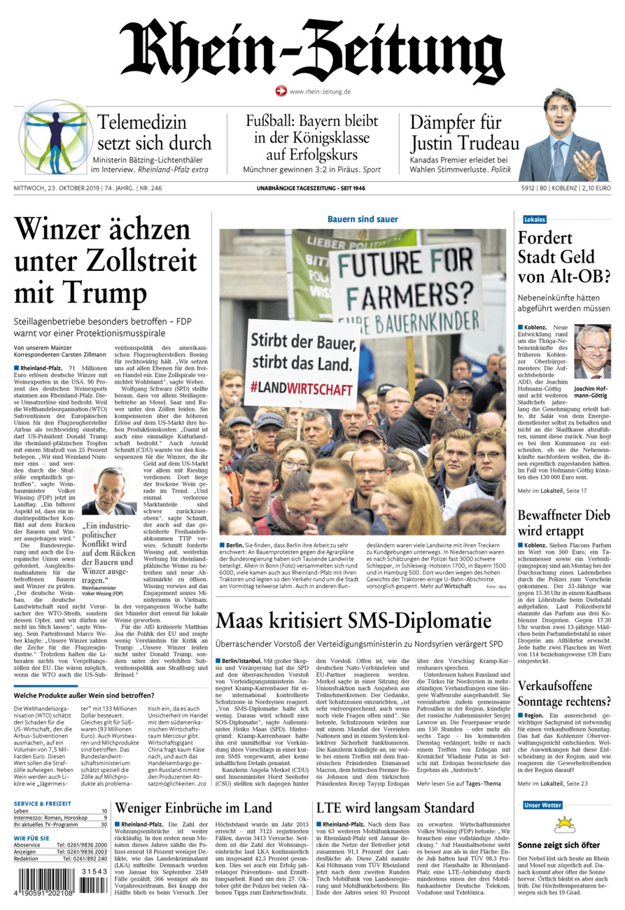 Rhein-Zeitung Koblenz & Region vom Mittwoch, 23.10.2019