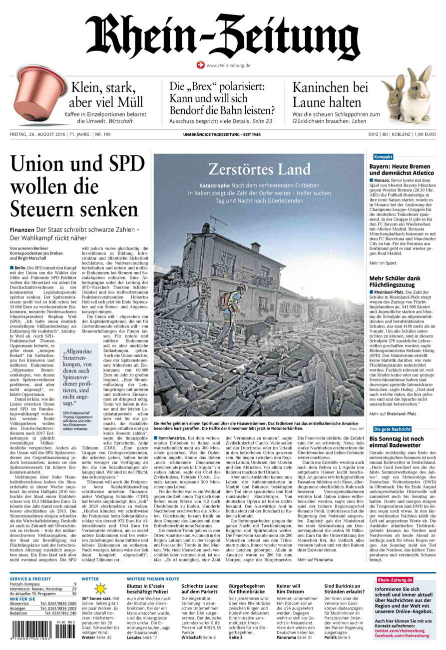 Rhein-Zeitung Koblenz & Region vom Freitag, 26.08.2016