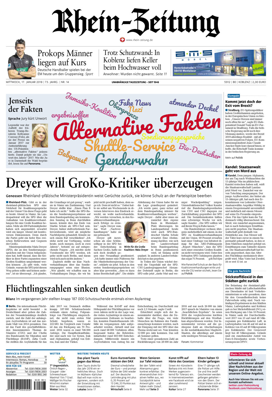 Rhein-Zeitung Koblenz & Region vom Mittwoch, 17.01.2018