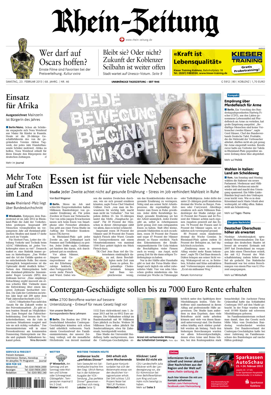 Rhein-Zeitung Koblenz & Region vom Samstag, 23.02.2013