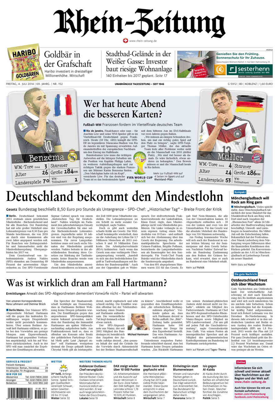 Rhein-Zeitung Koblenz & Region vom Freitag, 04.07.2014