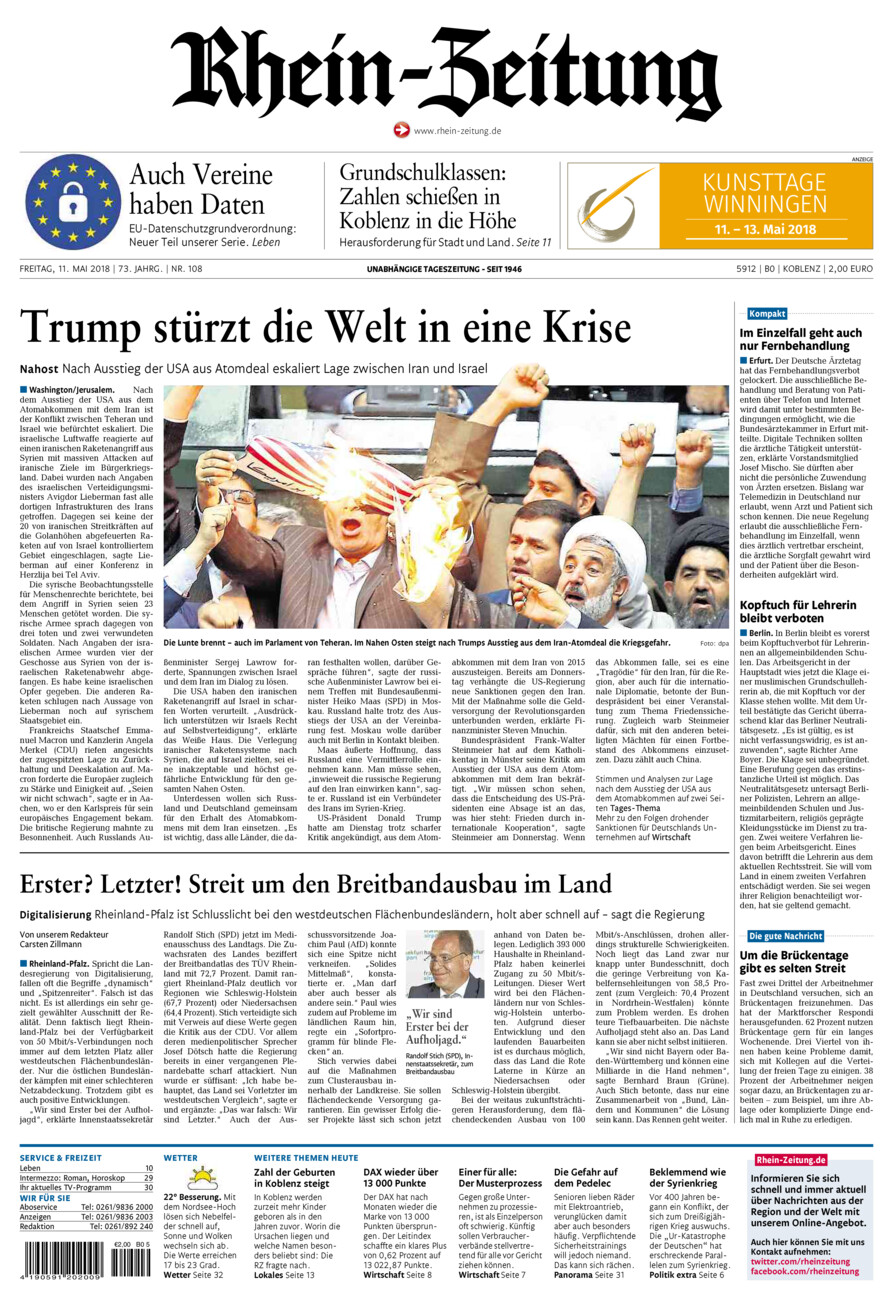Rhein-Zeitung Koblenz & Region vom Freitag, 11.05.2018