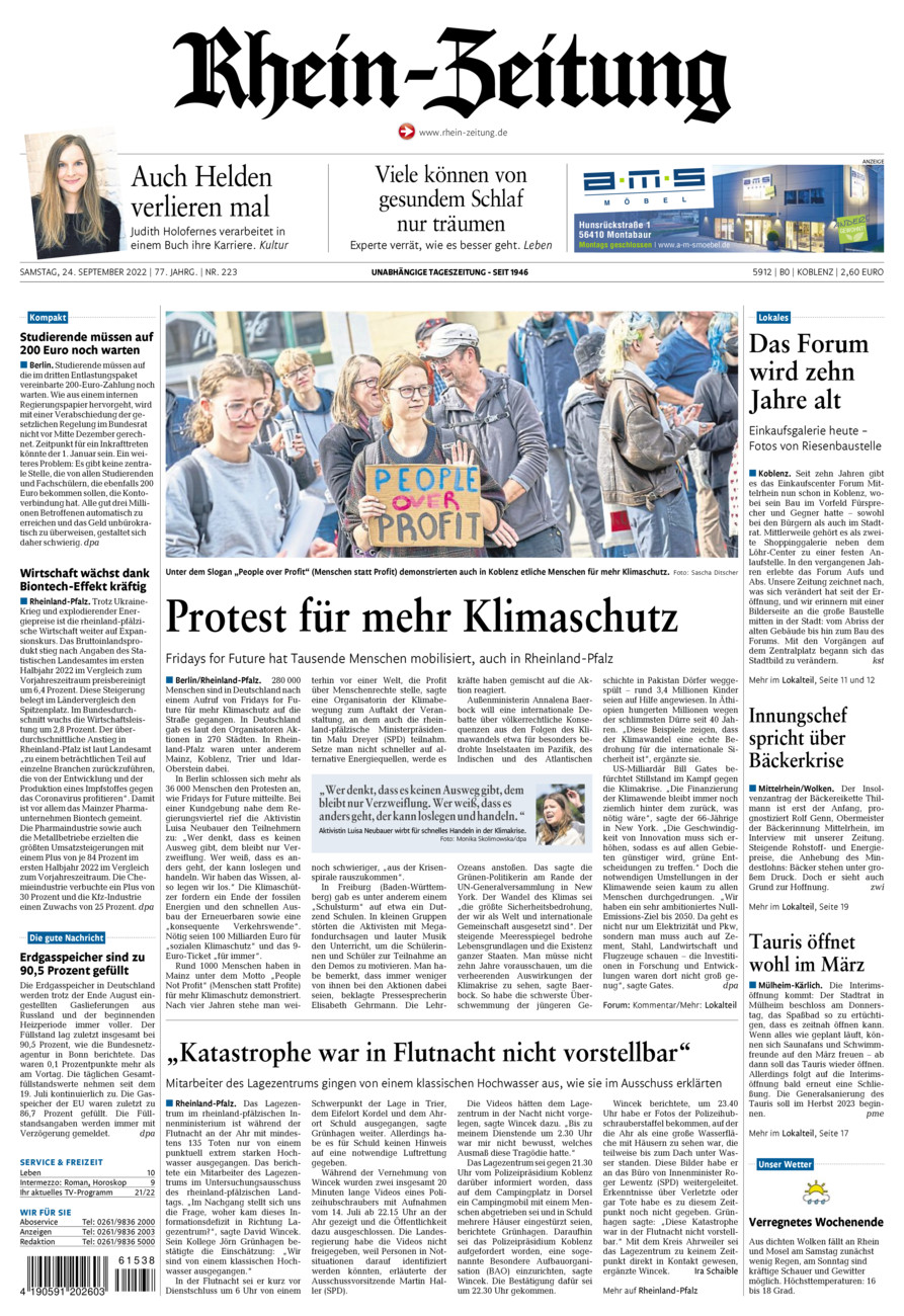 Rhein-Zeitung Koblenz & Region vom Samstag, 24.09.2022